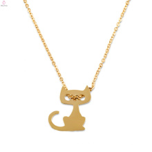 Regalo personalizado personalizado Gold Dainty Initial Cat Charm Necklace colgante